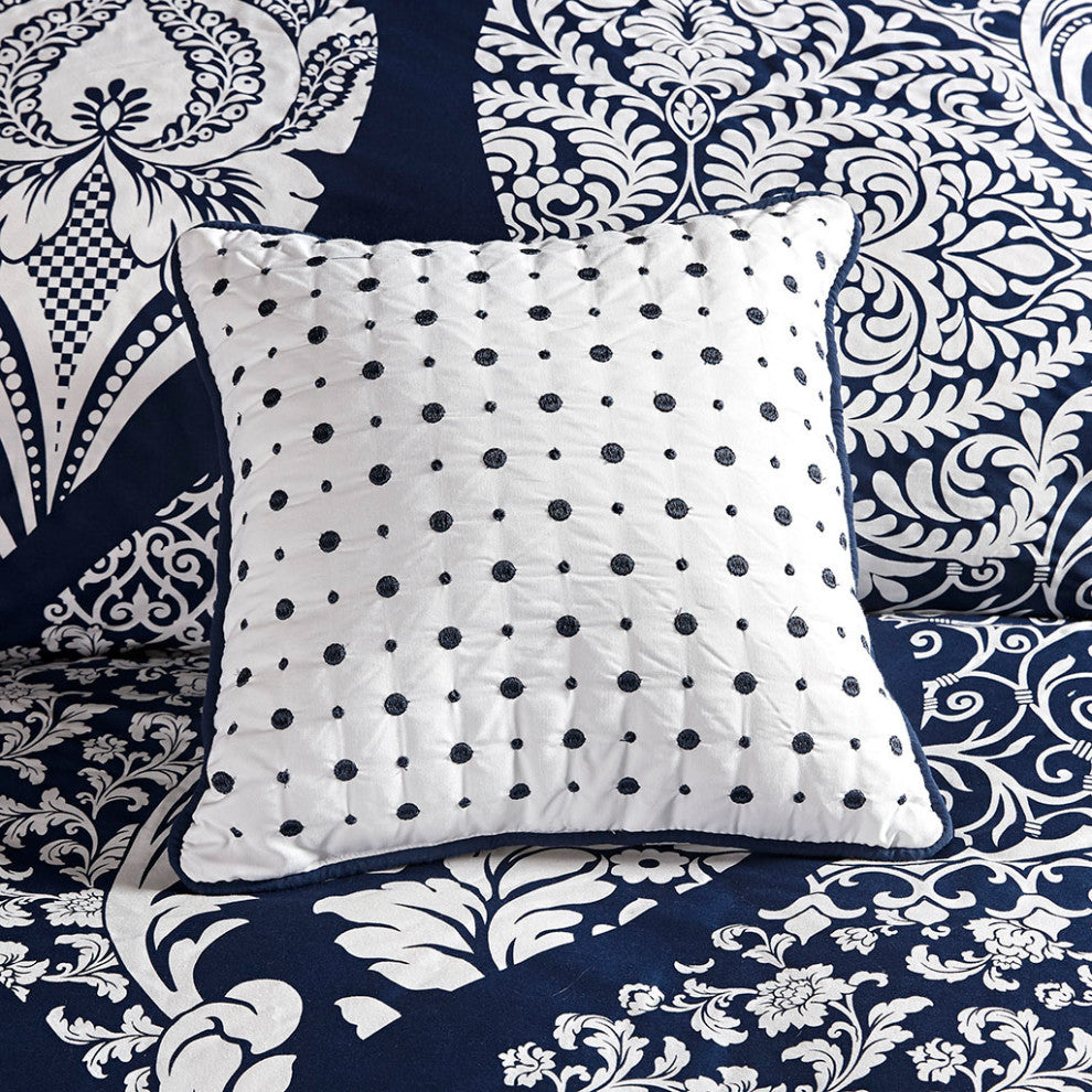 Madison Park Vienna 7 Piece Cotton Printed Comforter Set in Indigo