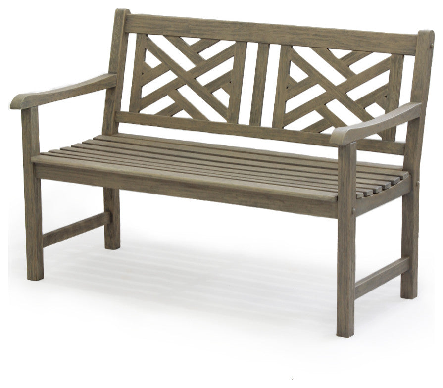Rocca Weathered Teak Wood Outdoor Bench