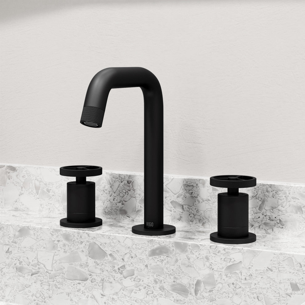 VIGO Cass 8" H 2-Handle Widespread Bathroom Faucet, Matte Black