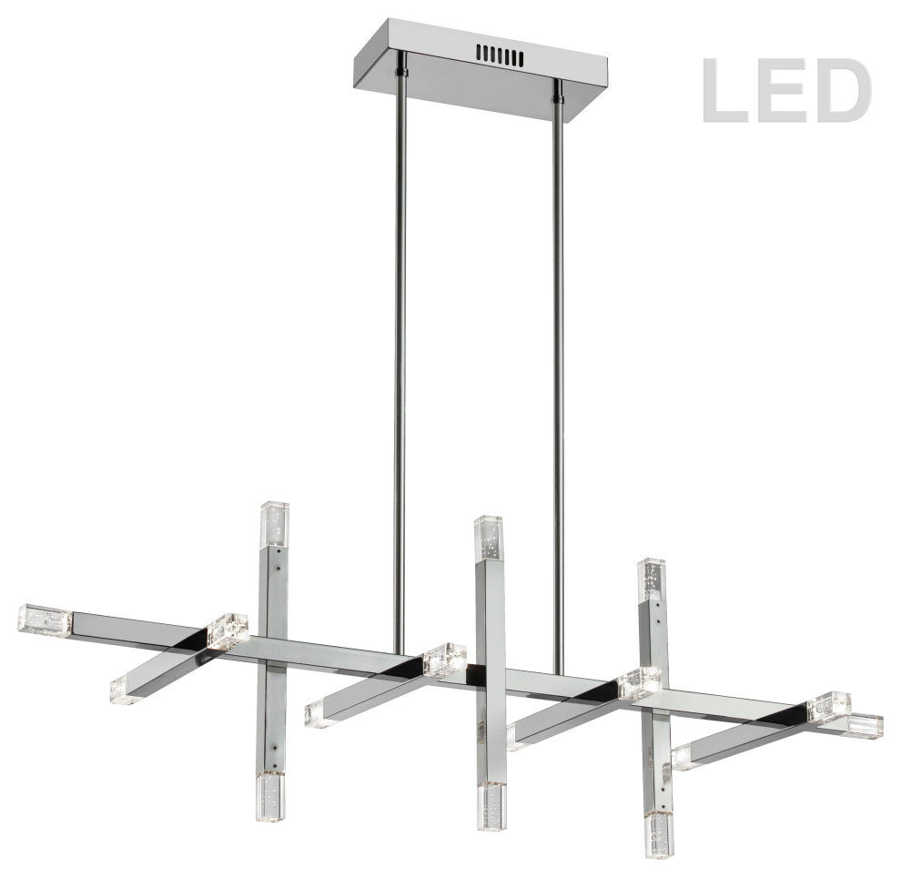 Contemporary Linear Chandelier Francesca 64W, Polished Chrome