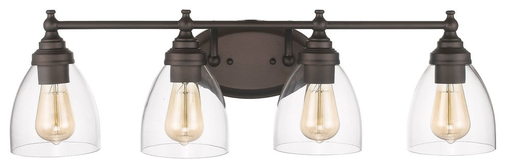 ELISSA Transitional 4 Light Rubbed Bronze Bath Vanity Light Clear Glass 30inches