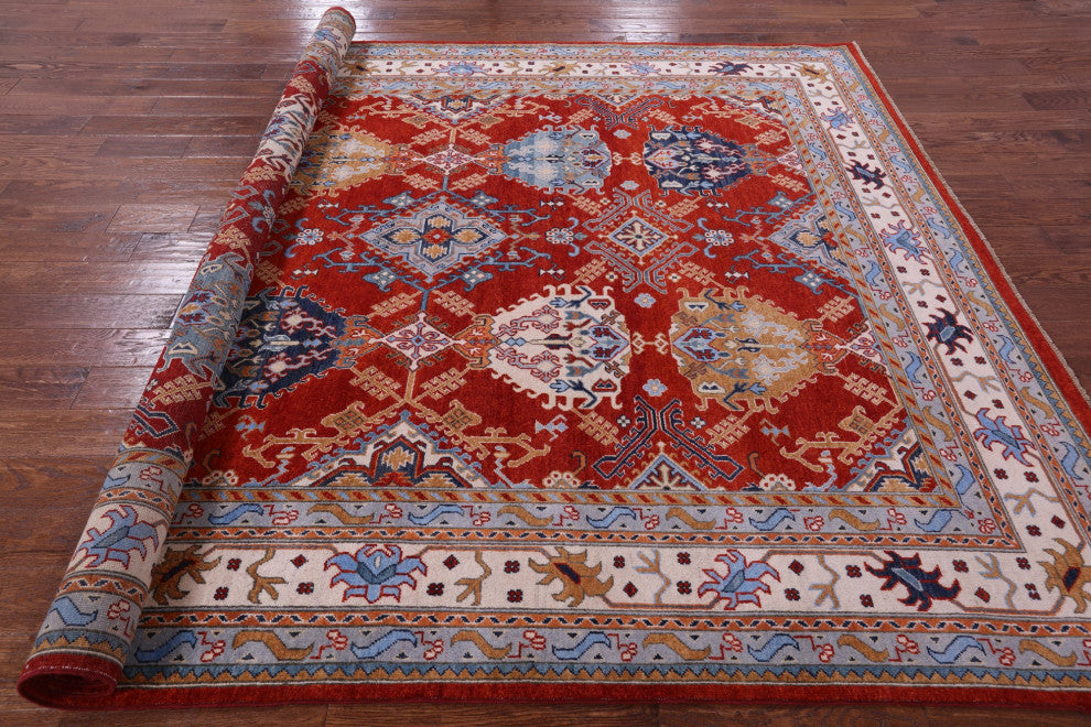 8' 1" X 10' 1" Handmade Super Kazak Wool Rug Q9506