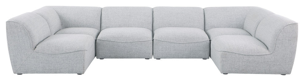 Miramar Linen Textured Fabric  6-Piece Modular U-Shaped Sectional, Grey