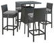 Sojourn 5 Piece Outdoor Patio Sunbrella Pub Set, Canvas Gray