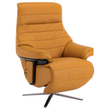 Shanghai Modern Leather Cordless Powered Recliner, Yellow/Silver