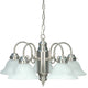 5 Light Chandelier Brushed Nickel and Alabaster Glass