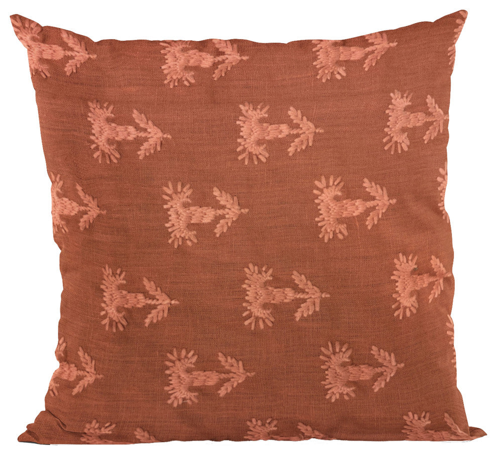 Plutus Red Growth Motif Luxury Throw Pillow, 16"x16"
