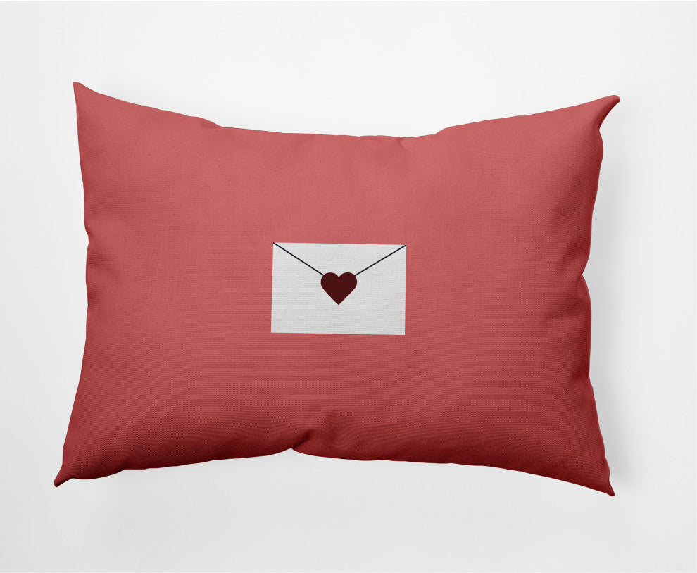 Love Letter Valentines Decorative Lumbar Pillow, Coral/Maroon, 14x20"