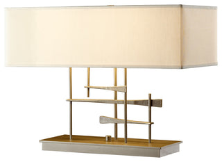 Cavaletti Table Lamp, Dark Smoke Finish, Flax Shade