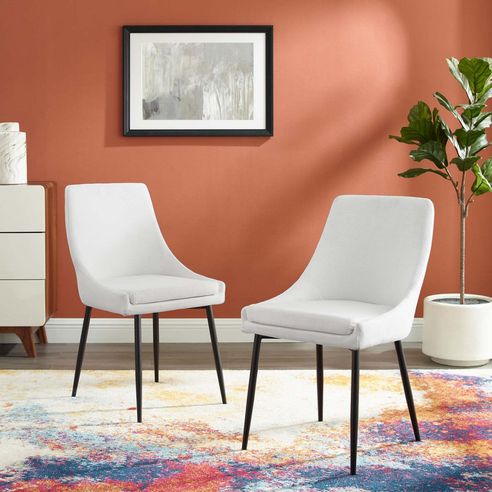 Viscount Upholstered Fabric Dining Chairs - Set of 2 EEI-3809-BLK-WHI