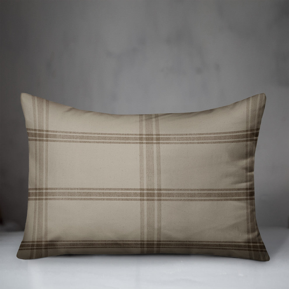 Autumn Fall Brown Plaid 1 14"x20" Spun Poly Pillow