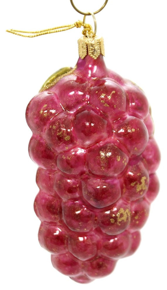 Holiday Ornaments Pink Grapes Glass Poland Hand Painted 104R