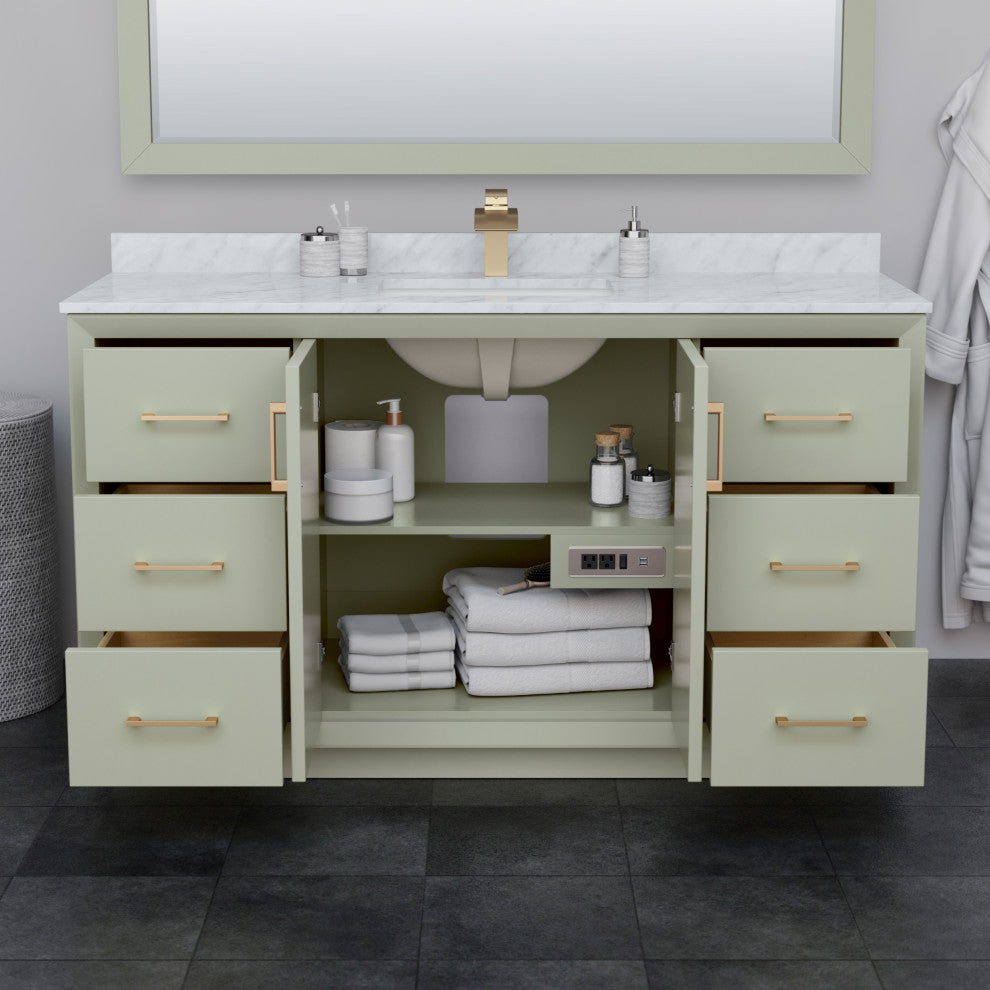 Wyndham WCF414160SLGCMUNSM58 Strada 60" Single Bathroom Vanity in Light Green