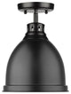 Duncan Flush Mount, Black, Matte Black Shade