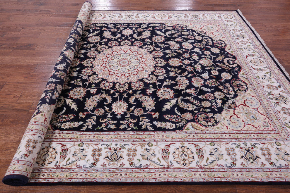 Handmade Wool & Silk Persian Nain Rug 8' 2" X 10' 5" - Q14722