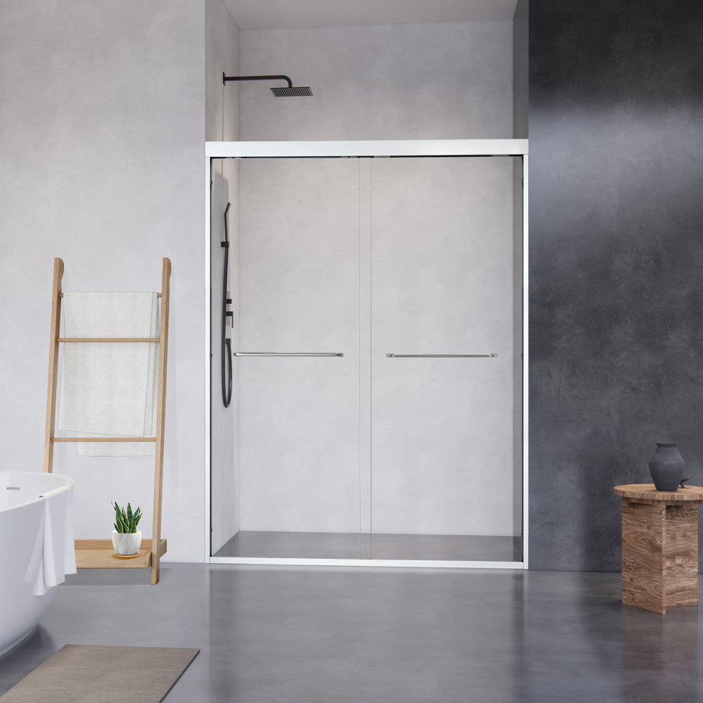 Ennis By Pass Framed Shower Door, Clear Glass, Polished Chrome, 60" W X 76" H