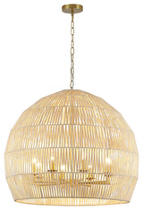 8-Light Natural Vine Weaved Basket Chandelier