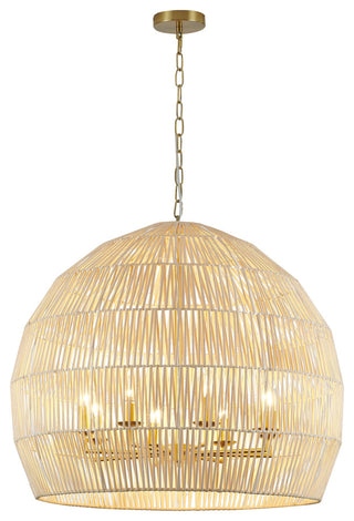8-Light Natural Vine Weaved Basket Chandelier