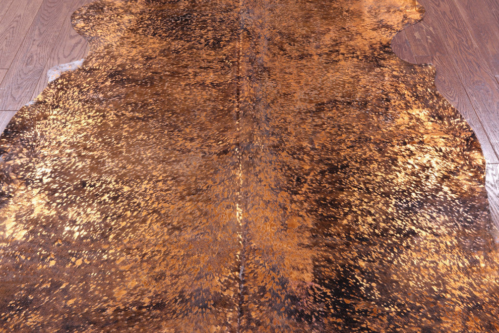 Gold Metallic Cowhide Rug 6' 9" X 6' 1" C2137