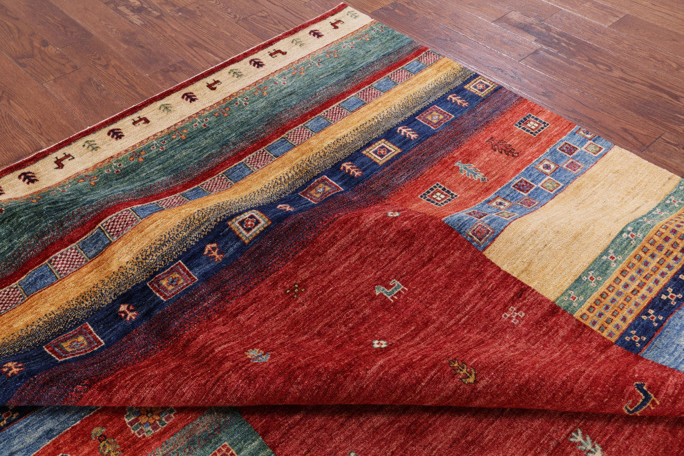 Tribal Gabbeh Hand Knotted Wool Rug 8' 4" X 11' 7" Q7252