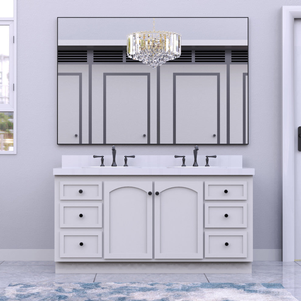 60" x 36" Rectangular Framed Wall Mount Bathroom Vanity Mirror