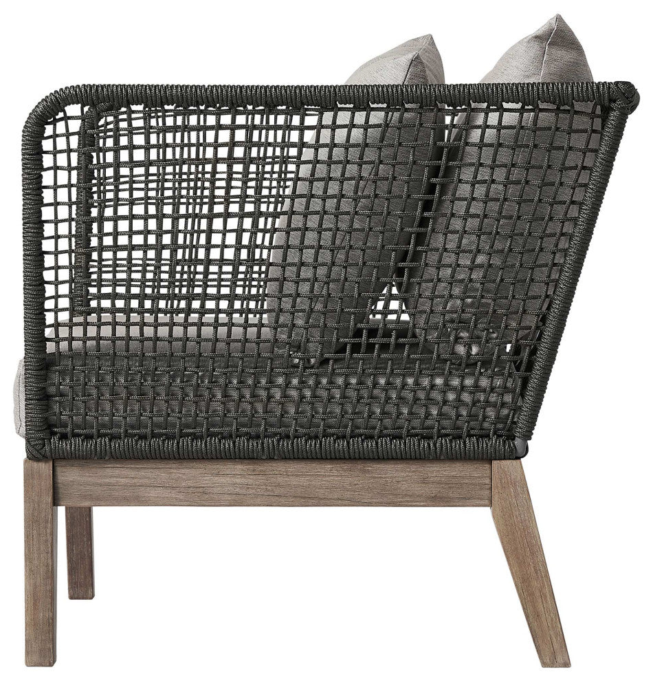 Netta Lounge Chair, Dark Gray Cord and Weathered Eucalyptus