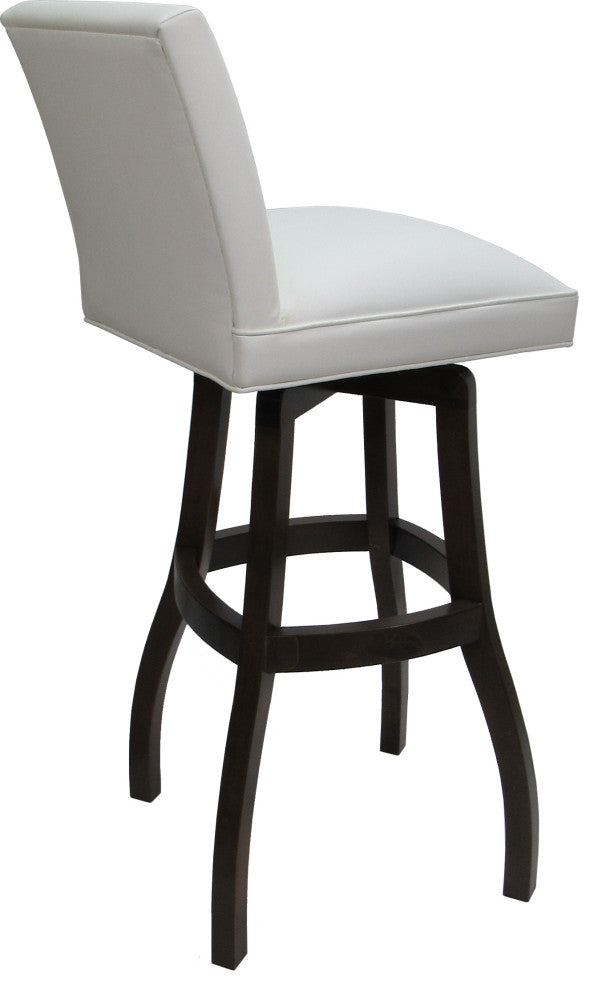 Swivel Wood Counter, Bar or Extra Tall Stool - Sommerville on S-Base, White Vinyl - Dark Walnut, 34"