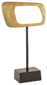 Sagebrook Home 21.75" Aluminum Rhombus On Stand, Gold Sculpture Figurine