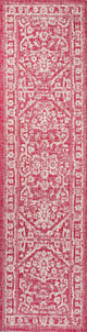 Malta Boho Medallion Textured Weave Indoor/Outdoor, Fuchsia/Light Gray, 2x10