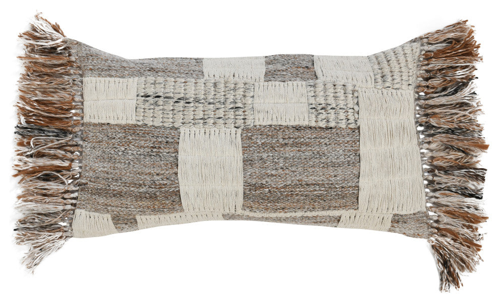 Farah 14"x26" Cotton Linen Blend Throw Pillow, Natural
