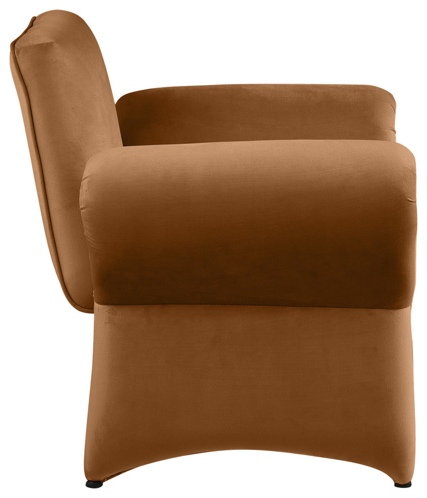 Fleurette Velvet Accent Chair, Saddle