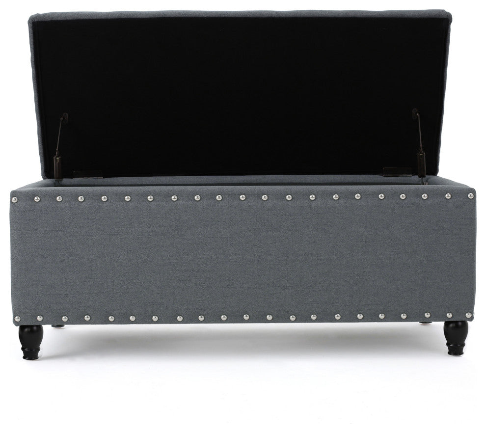 GDF Studio Evvy Fabric Storage Ottoman, Oxford Gray