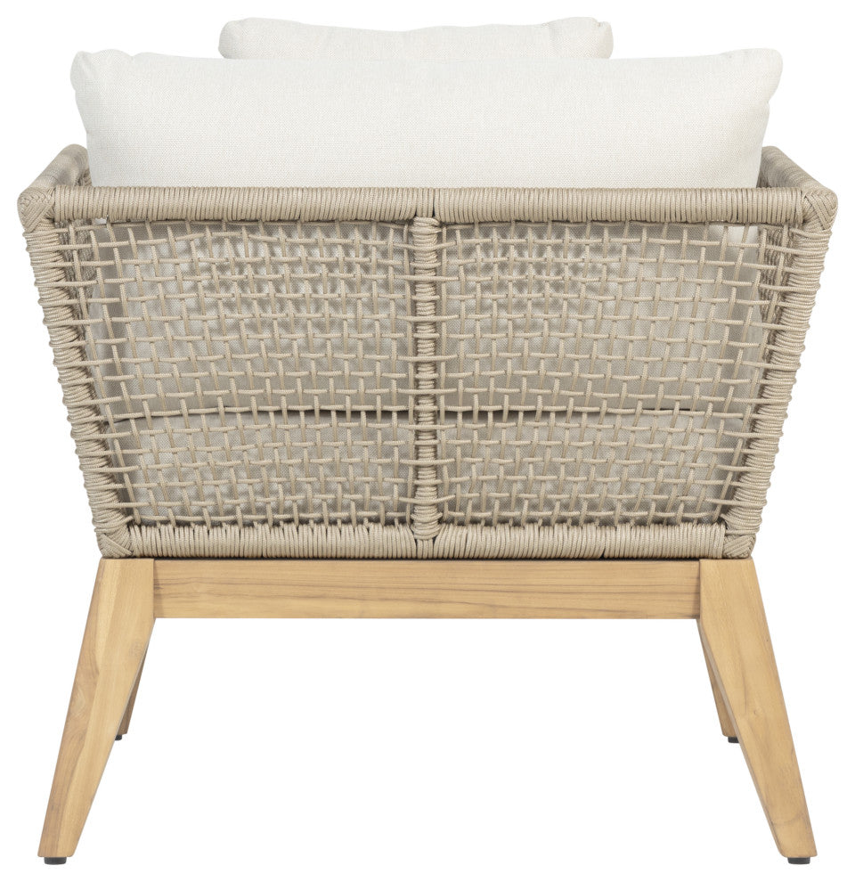 Cypress Teak Wood Outdoor Arm Chair with Beige Rope Design
