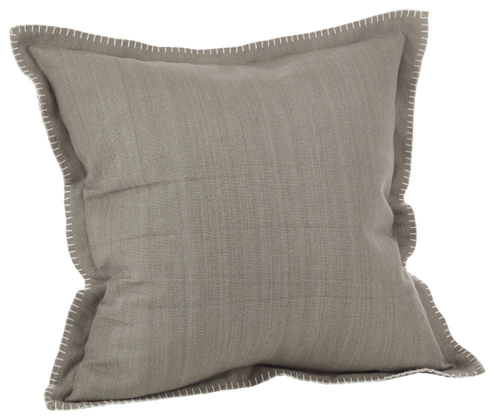 Celena Collection Whip Stitched Flange Design Throw Pillow, Grey, 20", Down Filled