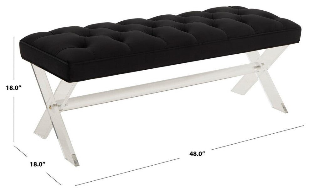 Safavieh Couture Tourmaline Tufted Acrylic Bench, Black