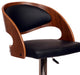 Pedro Swivel Barstool, Black PU/Walnut Veneer and Chrome Base