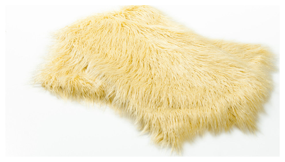 Mongolian Faux Fur Pillow Shell Set, Pineapple Slice, 14"x26"