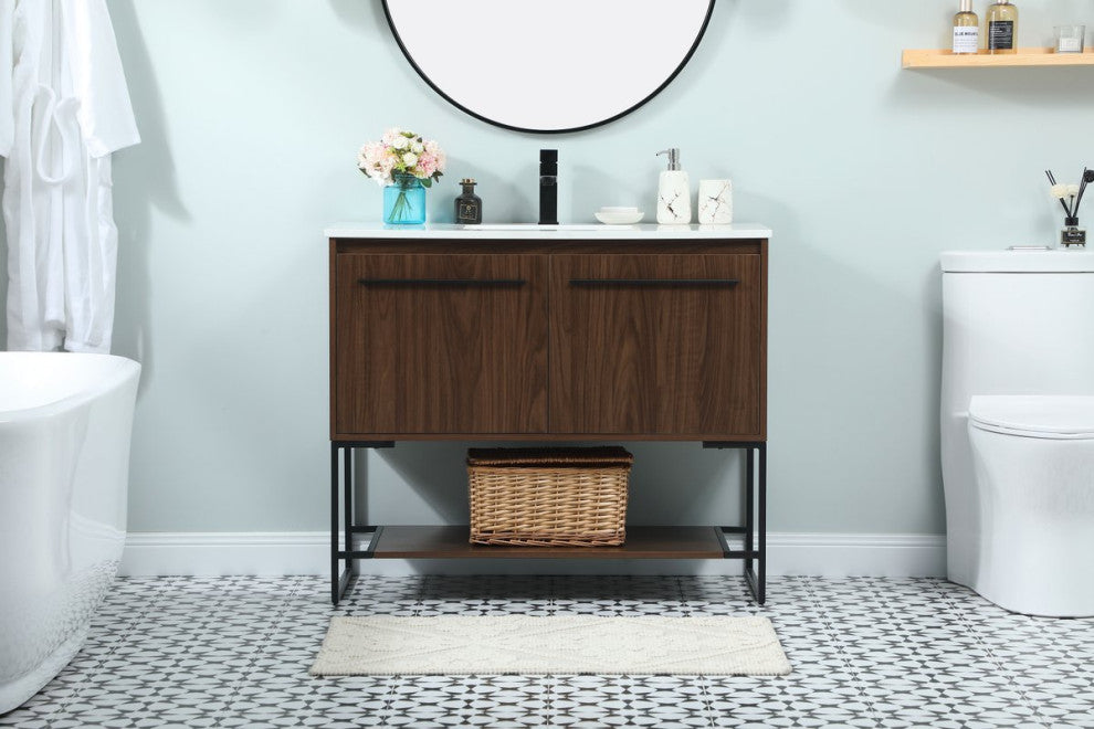 Sue 40" Single Bathroom Vanity, Walnut