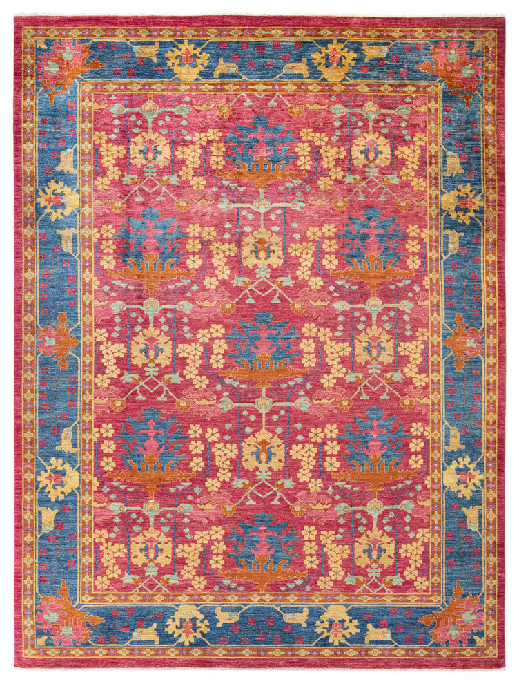 Arts and Crafts, One-of-a-Kind Hand-Knotted Area Rug Purple, 10'0"x13'7"