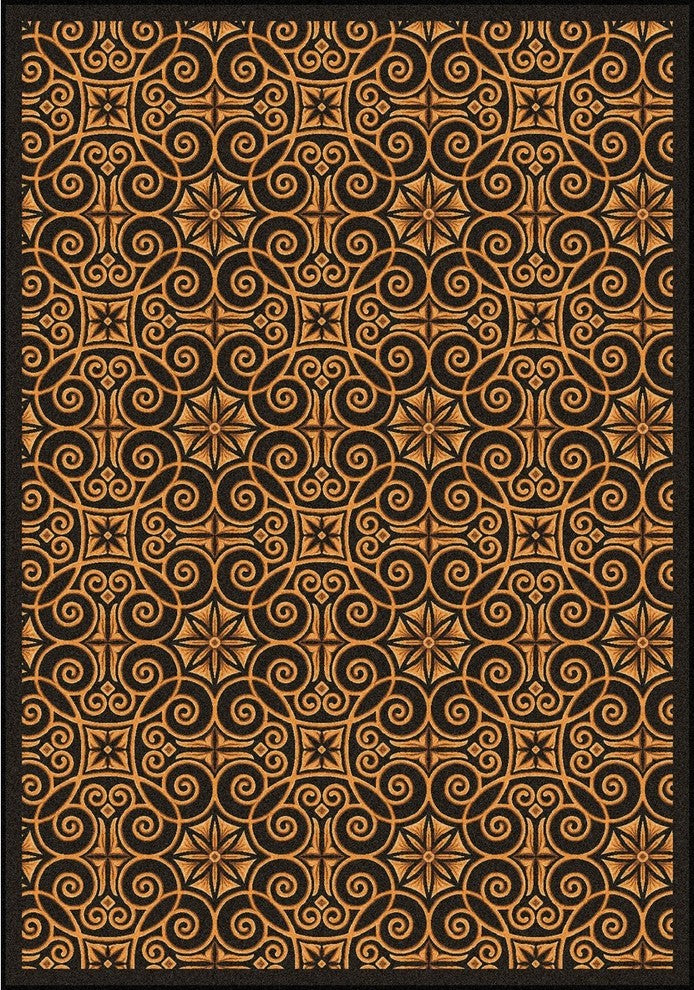 Any Day Matinee Rug, Antique-Style Scroll, Brown, 3'10"x5'4"