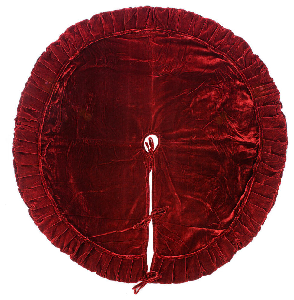 Vickerman Qtx17771 60" Plush Wine Velvet Christmas Tree Skirt