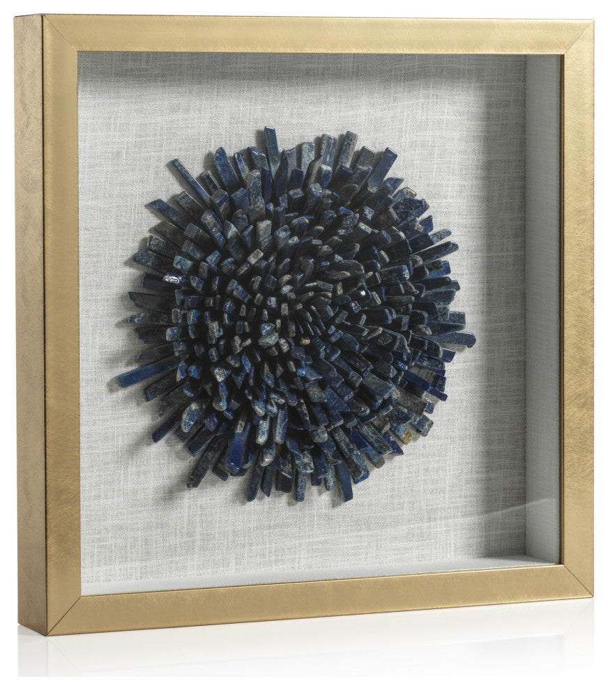 Firnley Gold Framed Crystal Flower Wall Decor, Blue
