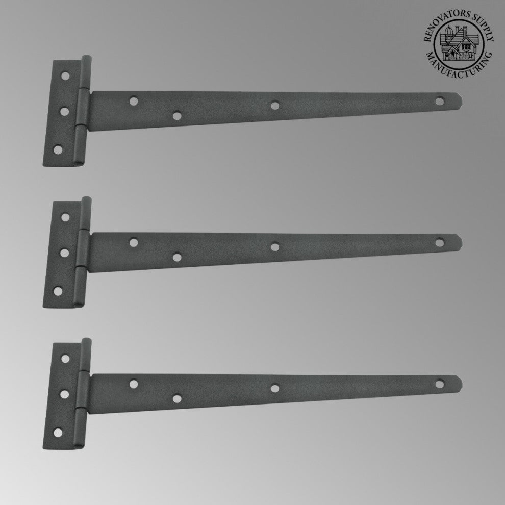 T Strap Door Hinge RSF Black Iron Light Duty Hinge 11" Pack of 3