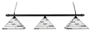 Square 3-Light Bar with Square Fitters, Matte Black/Pearl Ebony Art