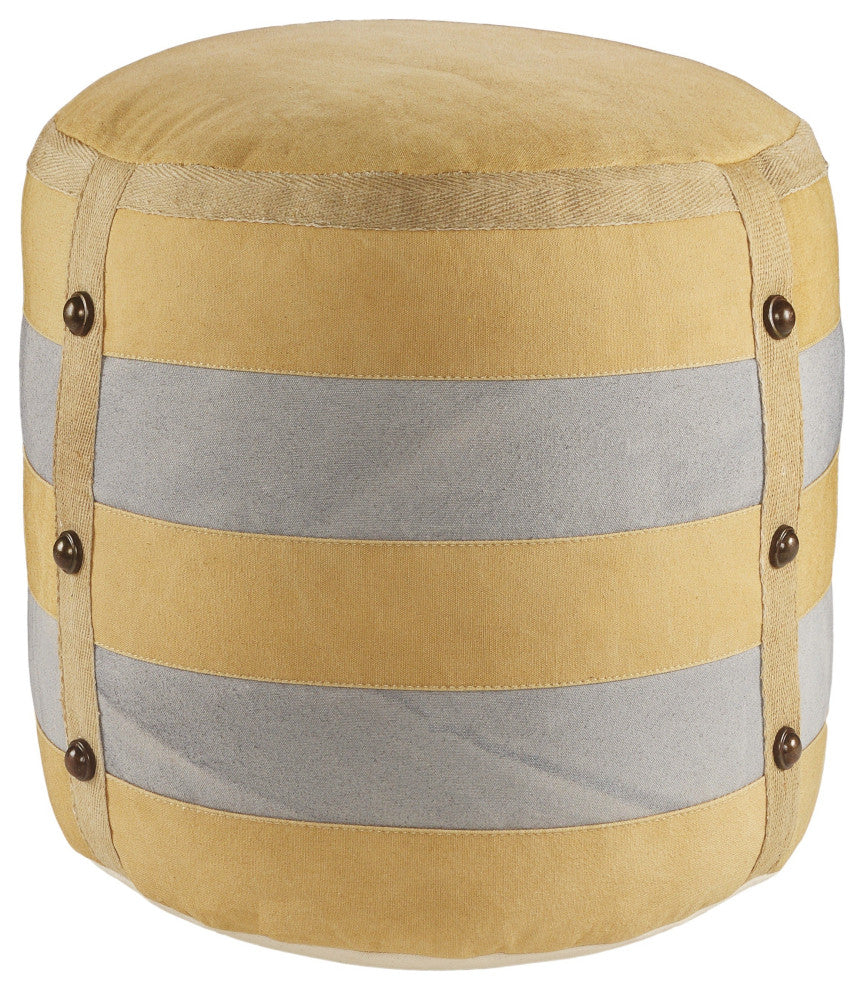 Rustic Farmhouse Striped Pouf
