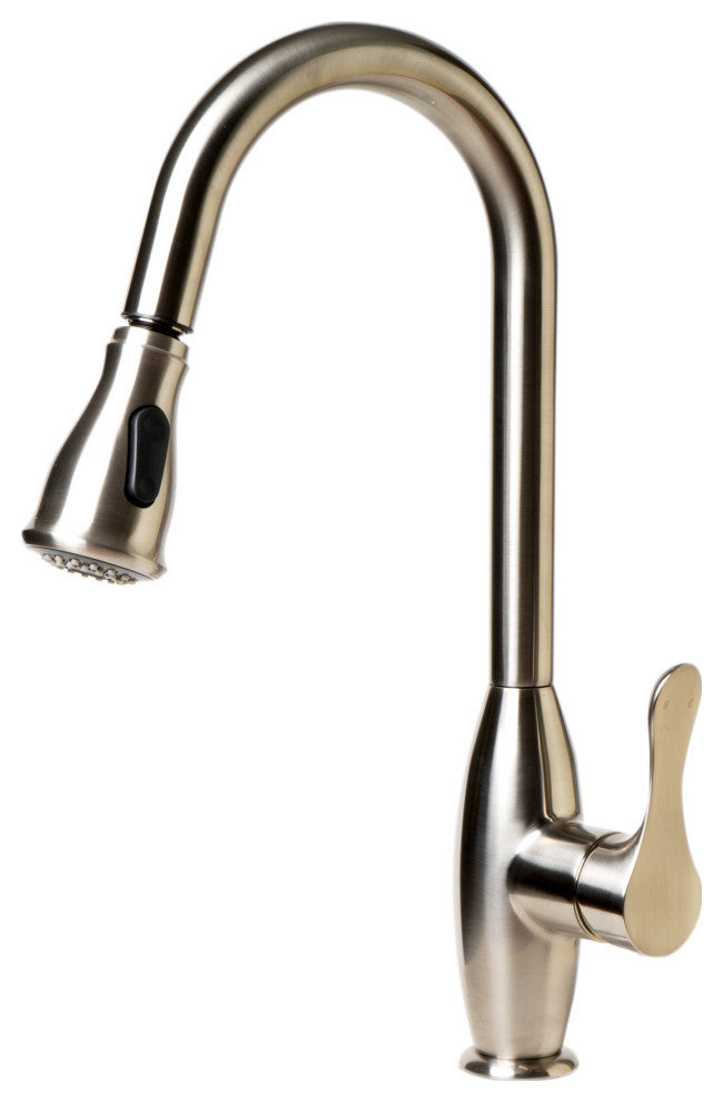 Brushed Nickel Traditional Gooseneck Pull Down Kitchen Faucet