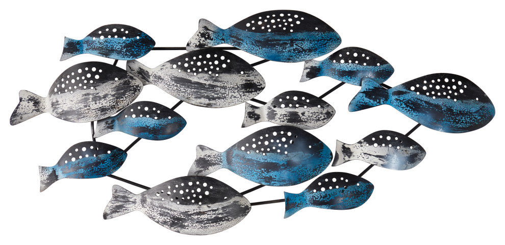 Nearly Natural 7058 3x1.5 Coastal Fish Metal Wall Art Decor