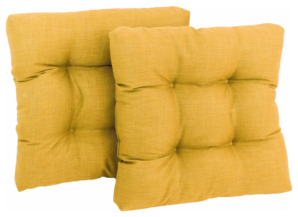 19" Squared Spun Polyester Tufted Dining Chair Cushion, Set of 2, Lemon