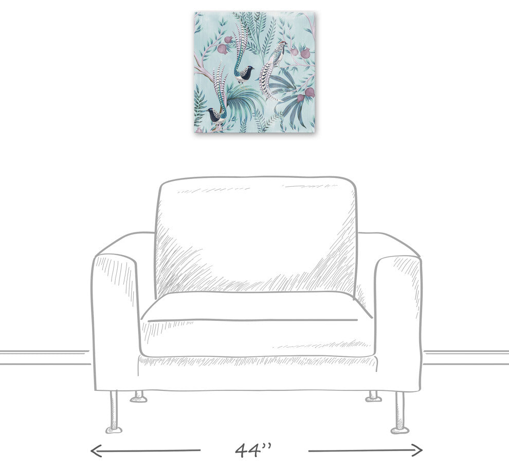 Chinoiserie Birds On Branches 16x16 Canvas Wall Art