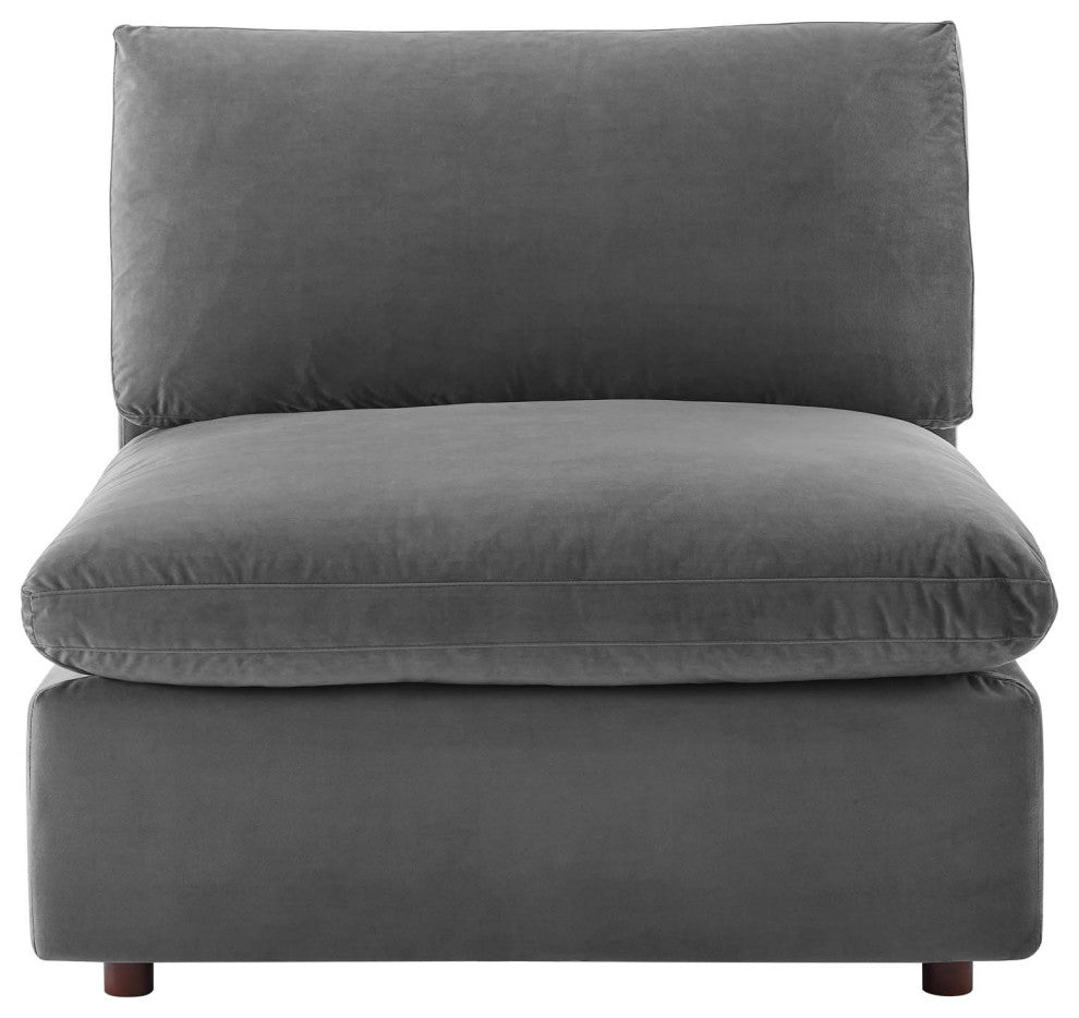 Sofa Middle Chair, Velvet, Gray, Modern, Living Lounge Hotel Hospitality